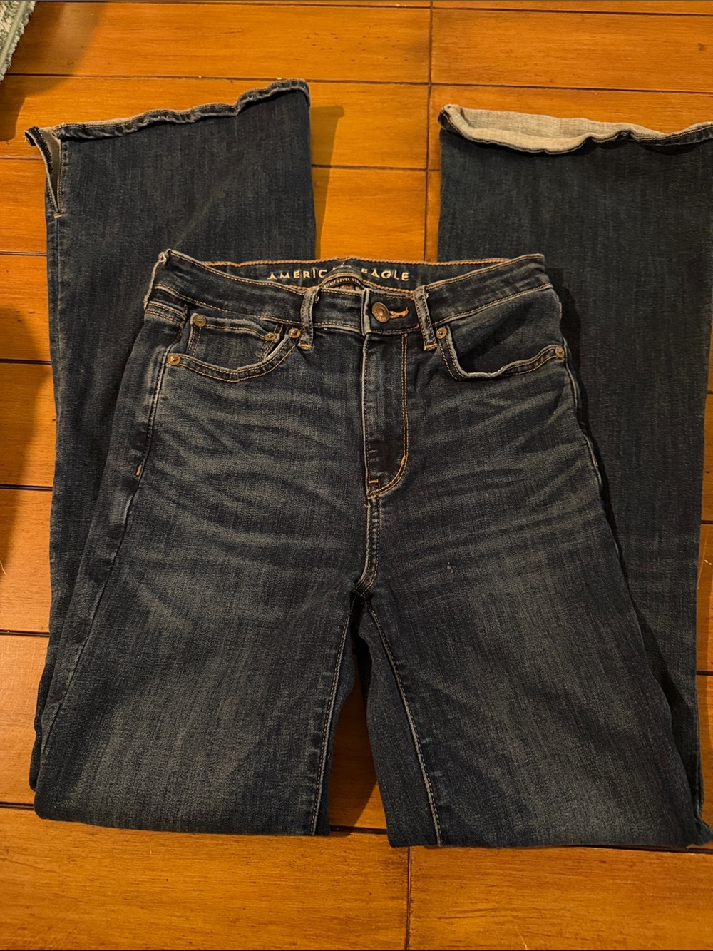 American Eagle Outfitters Women's Dark Super High rise Flare Jeans